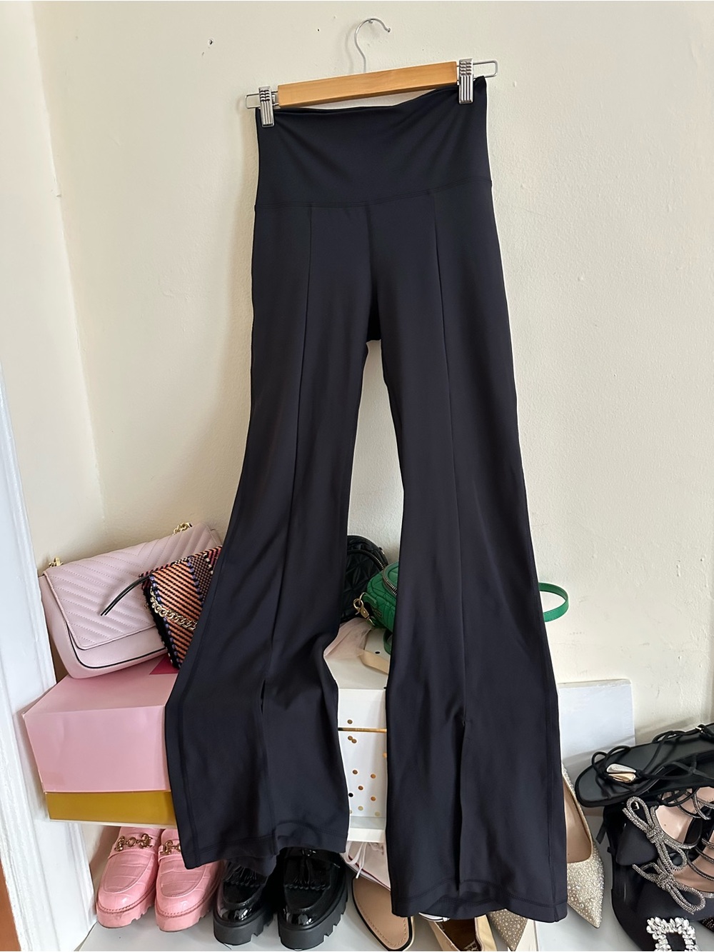 Yogalicious Black Wide-Leg High-Rise Yoga Pants